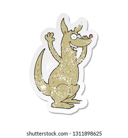 retro distressed sticker of a cartoon kangaroo