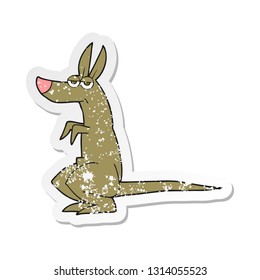 retro distressed sticker of a cartoon kangaroo