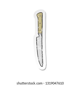 retro distressed sticker of a cartoon kitchen knife