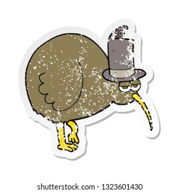 retro distressed sticker of a cartoon kiwi bird