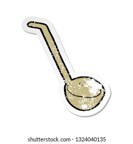 retro distressed sticker of a cartoon ladle