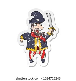 retro distressed sticker of a cartoon laughing pirate captain