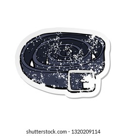 retro distressed sticker of a cartoon leather belt