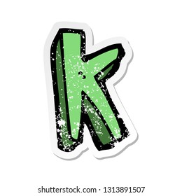 retro distressed sticker of a cartoon letter