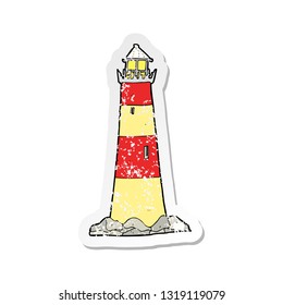 retro distressed sticker of a cartoon light house