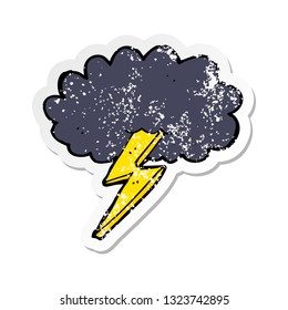 retro distressed sticker of a cartoon lightning bolt and cloud