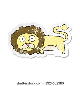 retro distressed sticker of a cartoon lion