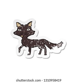 retro distressed sticker of a cartoon little wolf