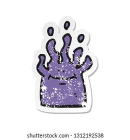 retro distressed sticker of a cartoon little alien