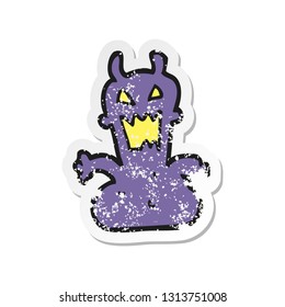 retro distressed sticker of a cartoon little alien