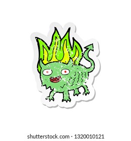 retro distressed sticker of a cartoon little demon