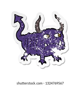 retro distressed sticker of a cartoon little demon