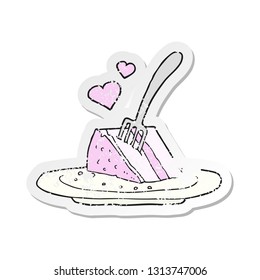 retro distressed sticker of a cartoon lovely cake