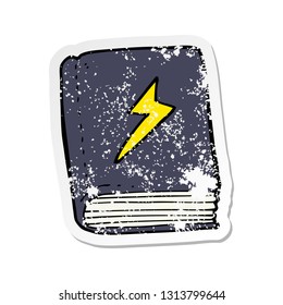 retro distressed sticker of a cartoon magic spell book