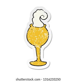retro distressed sticker of a cartoon magic goblet