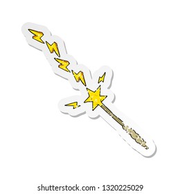 retro distressed sticker of a cartoon magic wand