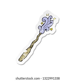 retro distressed sticker of a cartoon magic wand