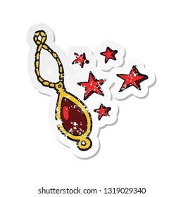 retro distressed sticker of a cartoon magical pendant