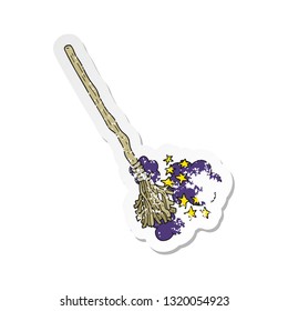 retro distressed sticker of a cartoon magical broom