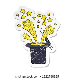 retro distressed sticker of a cartoon magicians top hat