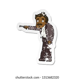 retro distressed sticker of a cartoon man trembling with key unlocking