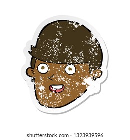 retro distressed sticker of a cartoon man with big chin