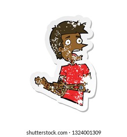 retro distressed sticker of a cartoon man with tattoos