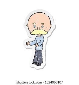 retro distressed sticker of a cartoon man with mustache
