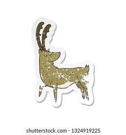 retro distressed sticker of a cartoon manly stag
