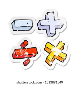 retro distressed sticker of a cartoon math symbols