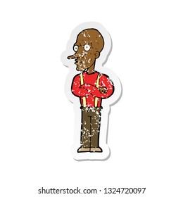 Retro Distressed Sticker Of A Cartoon Mean Old Man