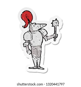 retro distressed sticker of a cartoon medieval knight