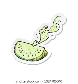 retro distressed sticker of a cartoon melon