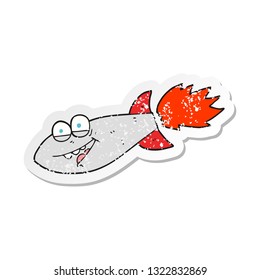 retro distressed sticker of a cartoon missile