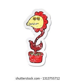 retro distressed sticker of a cartoon monster flower