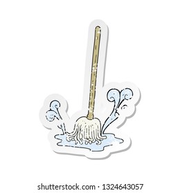 retro distressed sticker of a cartoon mop