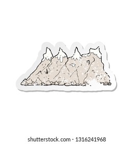 retro distressed sticker of a cartoon mountain range