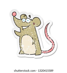 retro distressed sticker of a cartoon mouse