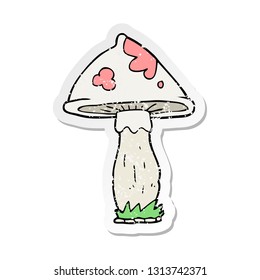 retro distressed sticker of a cartoon mushroom