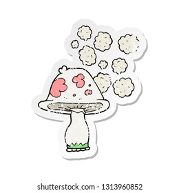 retro distressed sticker of a cartoon mushroom