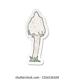 retro distressed sticker of a cartoon mushroom
