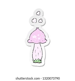 retro distressed sticker of a cartoon mushroom