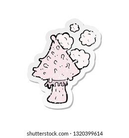 retro distressed sticker of a cartoon mushroom
