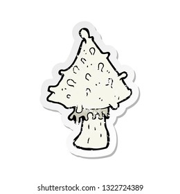 retro distressed sticker of a cartoon mushroom