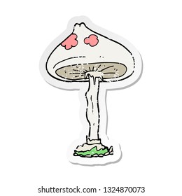retro distressed sticker of a cartoon mushroom