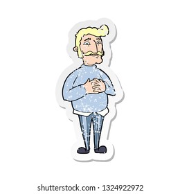 retro distressed sticker of a cartoon mustache man