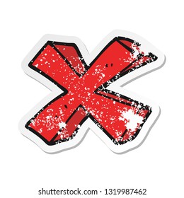 retro distressed sticker of a cartoon negative x symbol