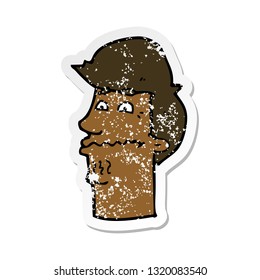 retro distressed sticker of a cartoon nervous man