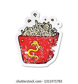 retro distressed sticker of a cartoon noodle box