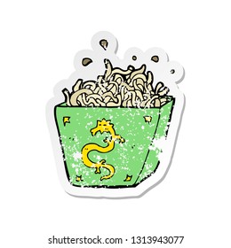 retro distressed sticker of a cartoon noodle box